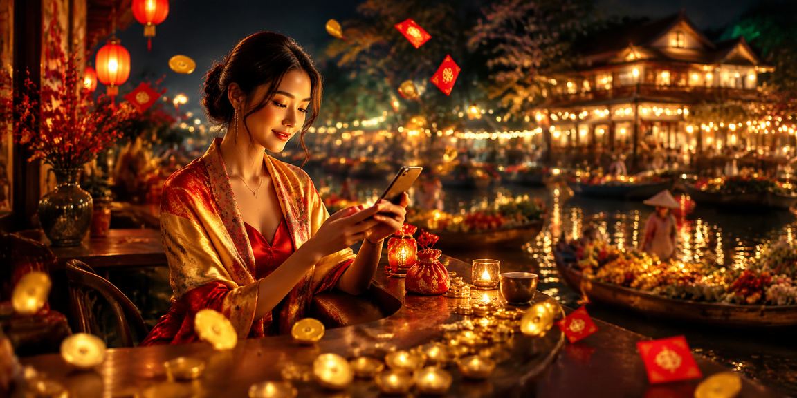 Người chơi nhận thưởng phong bì đỏ trong game casino tại quán cà phê Đà Lạt